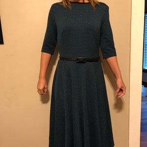 Classy retro style - green/black polka dot dress